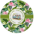 Flamingo & Camping Round Glass Cutting Board (Personalized)