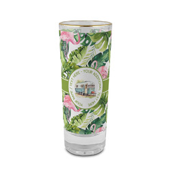 Flamingo & Camping 2 oz Shot Glasses - Glass with Gold Rim - Set of 4 (Personalized)