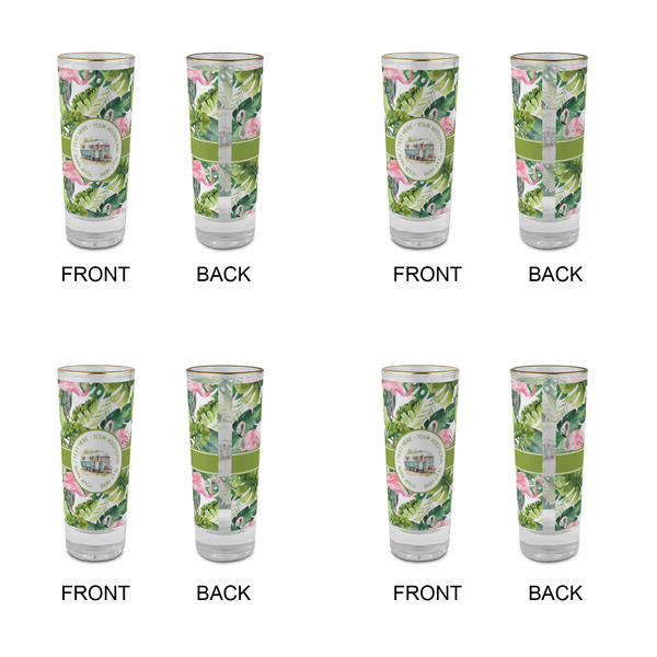 Flamingo & Camping Glass Shot Glass - 2oz - Set of 4 - Front & Back