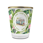 Flamingo & Camping Glass Shot Glasses - 1.5 oz - with Gold Rim - Set of 4 (Personalized)