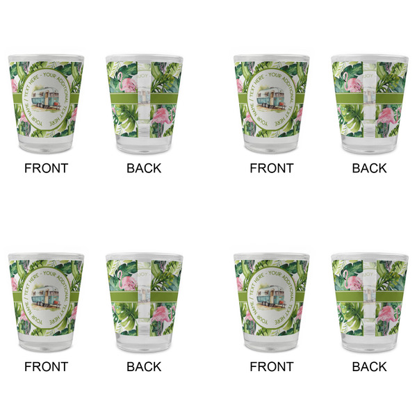 Flamingo & Camping Glass Shot Glass - Standard - Set of 4 - Front & Back