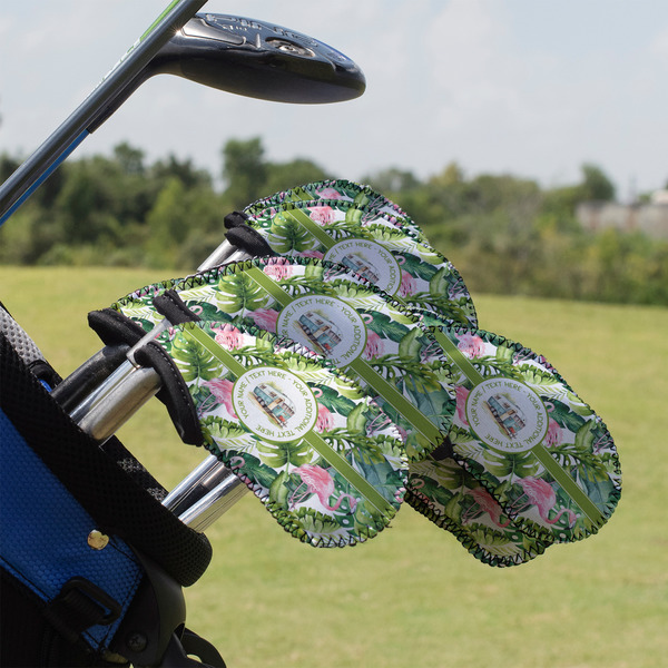 Flamingo & Camping Golf Club Cover - Set of 9 - On Clubs