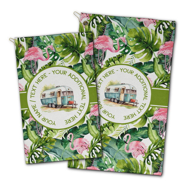 Flamingo & Camping Golf Towel - PARENT (small and large)