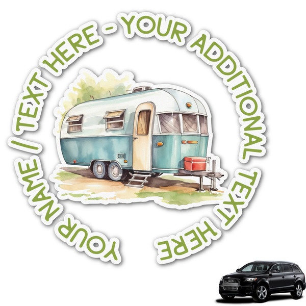Custom Flamingo & Camping Graphic Car Decal (Personalized)