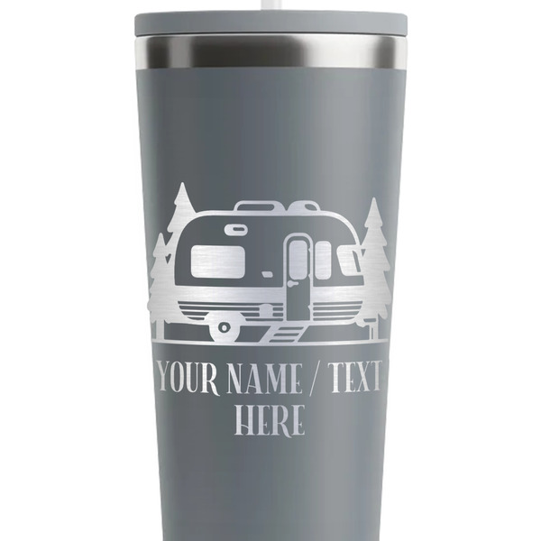 Flamingo & Camping Grey RTIC Everyday Tumbler - 28 oz. - Close Up