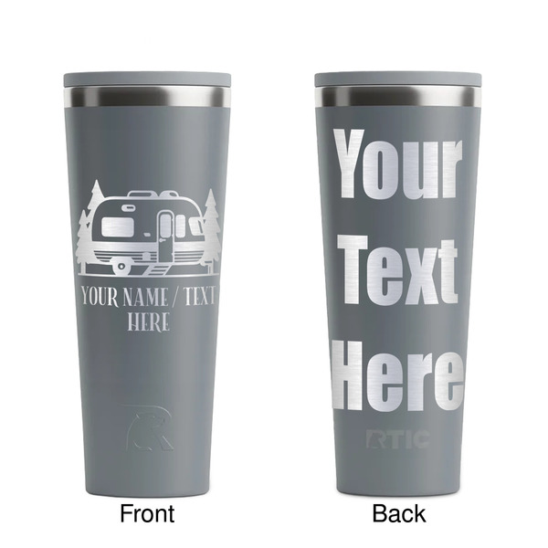 Flamingo & Camping Grey RTIC Everyday Tumbler - 28 oz. - Front and Back