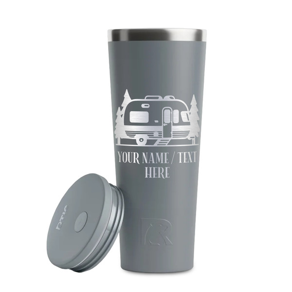 Flamingo & Camping Grey RTIC Everyday Tumbler - 28 oz. - Lid Off