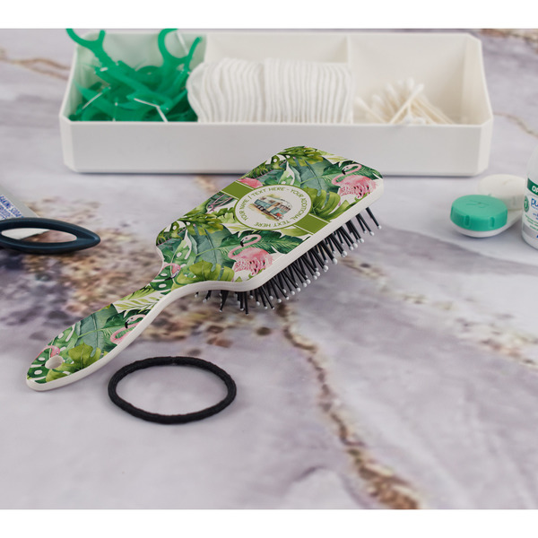 Flamingo & Camping Hair Brush - In Bathroom