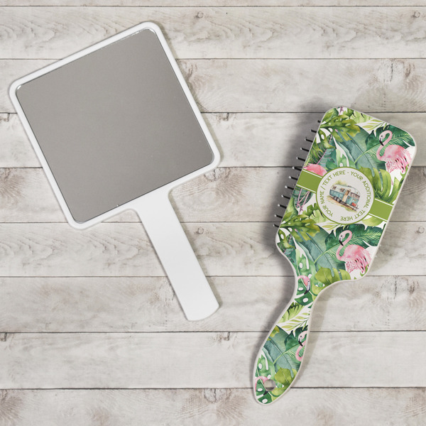 Flamingo & Camping Hair Brush - In Context