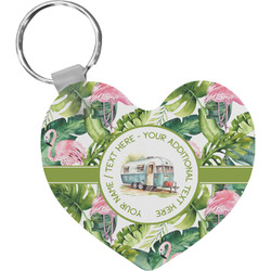 Flamingo & Camping Heart Plastic Keychain (Personalized)