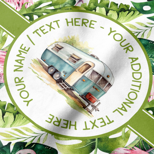 Flamingo & Camping Hooded Baby Towel- Detail Close Up