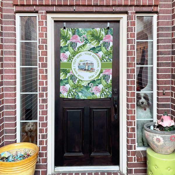 Flamingo & Camping House Flags - Double Sided - (Over the door) LIFESTYLE