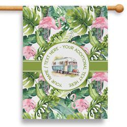 Flamingo & Camping 28" House Flag (Personalized)