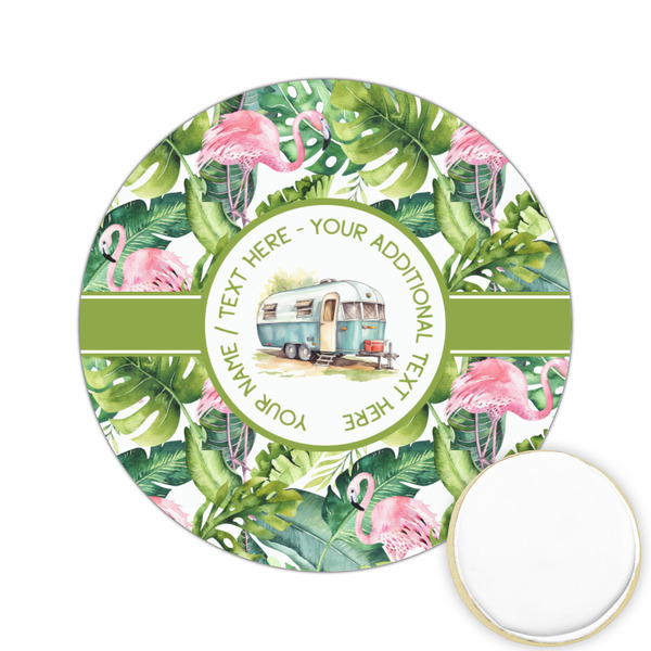 Custom Flamingo & Camping Printed Cookie Topper - 2.15" (Personalized)