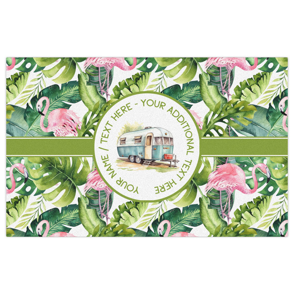 Flamingo & Camping Indoor / Outdoor Rug - 5'x8' - Front Flat