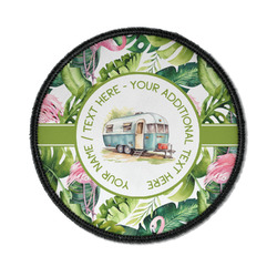 Flamingo & Camping Iron On Round Patch (Personalized)