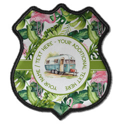 Flamingo & Camping Iron On Shield Patch C (Personalized)