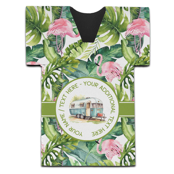 Custom Flamingo & Camping Jersey Bottle Cooler - Single (Personalized)