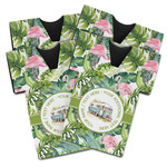 Flamingo & Camping Jersey Bottle Coolers - Set of 4 (Personalized)