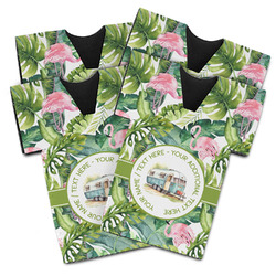 Flamingo & Camping Jersey Bottle Coolers - Set of 4 (Personalized)