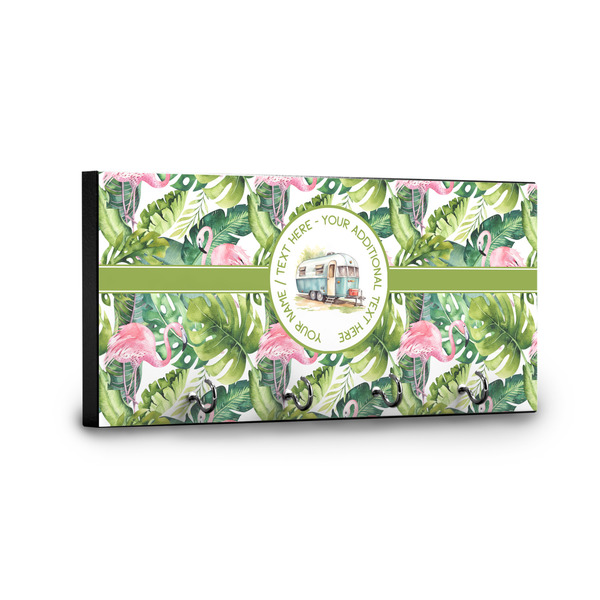Flamingo & Camping Key Hanger - Front View with Hooks