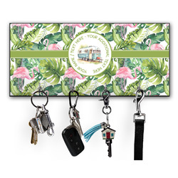 Flamingo & Camping Key Hanger w/ 4 Hooks (Personalized)