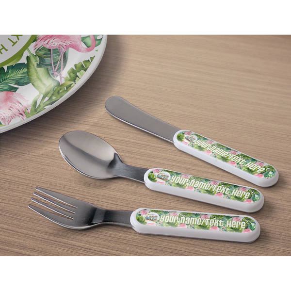 Flamingo & Camping Kids Flatware w/ Plate