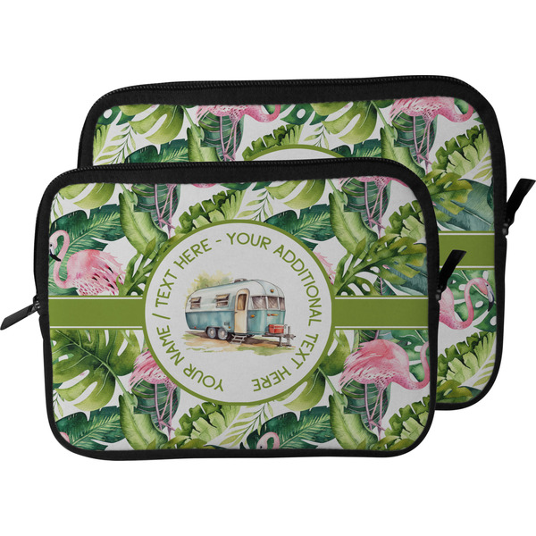 Flamingo & Camping Laptop Sleeve (Size Comparison)