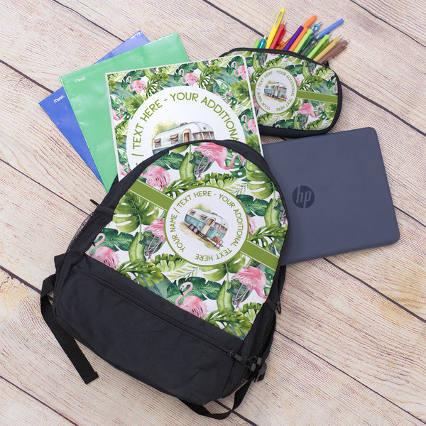 Flamingo & Camping Large Backpack - Black - With Stuff