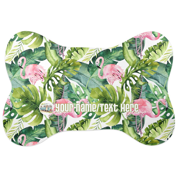 Custom Flamingo & Camping Bone Shaped Dog Food Mat