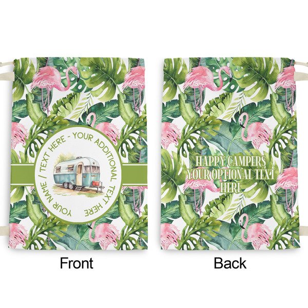 Flamingo & Camping Large Laundry Bag - Front & Back View