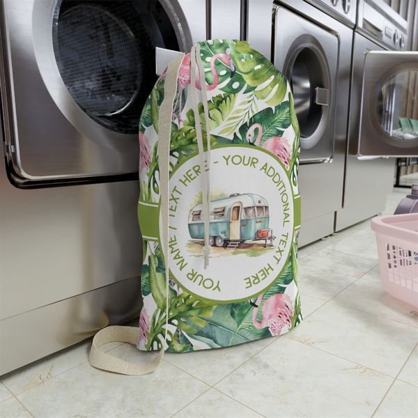 Flamingo & Camping Large Laundry Bag - In Context