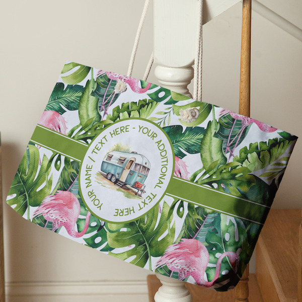 Flamingo & Camping Large Rope Tote - Life Style