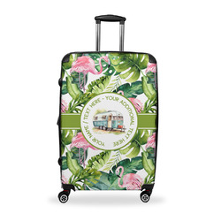 Flamingo & Camping Suitcase - 28" Large - Checked (Personalized)