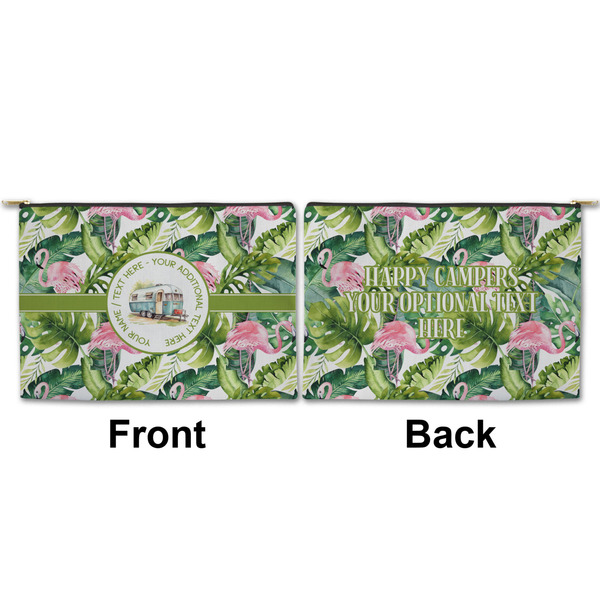 Flamingo & Camping Large Zipper Pouch Approval (Front and Back)
