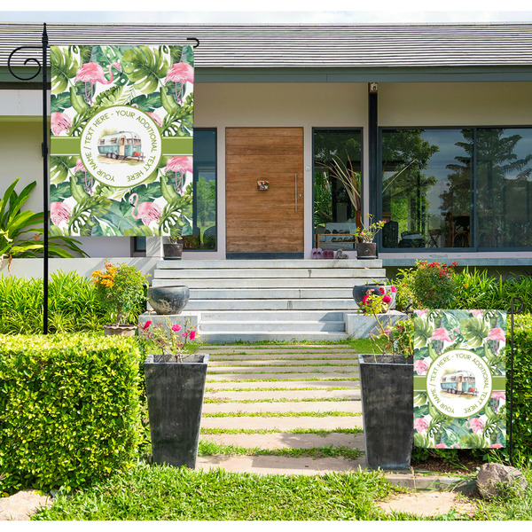 Flamingo & Camping Large and Small Garden Flag - LIFESTYLE
