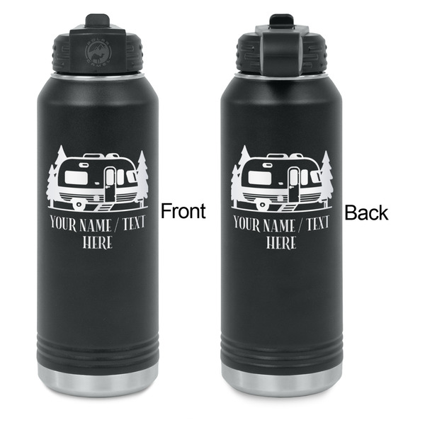 Flamingo & Camping Laser Engraved Water Bottles - Front & Back Engraving - Front & Back View