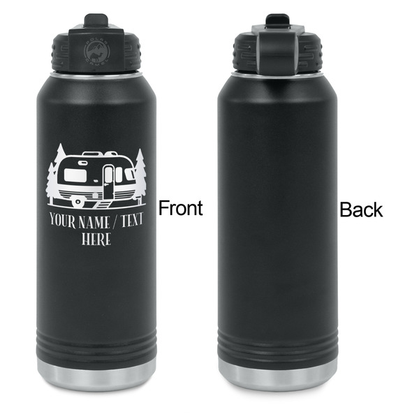 Flamingo & Camping Laser Engraved Water Bottles - Front Engraving - Front & Back View