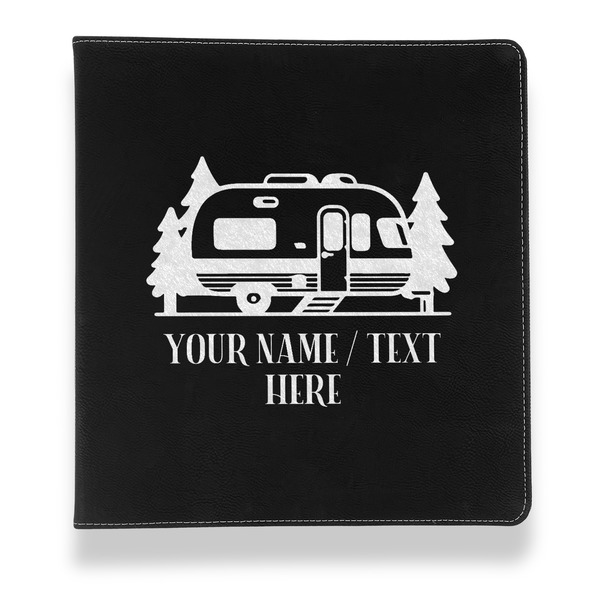 Flamingo & Camping Leather Binder - 1" - Black - Front View