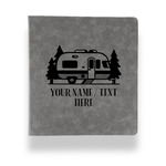 Flamingo & Camping Leather Binder - 1" - Grey (Personalized)