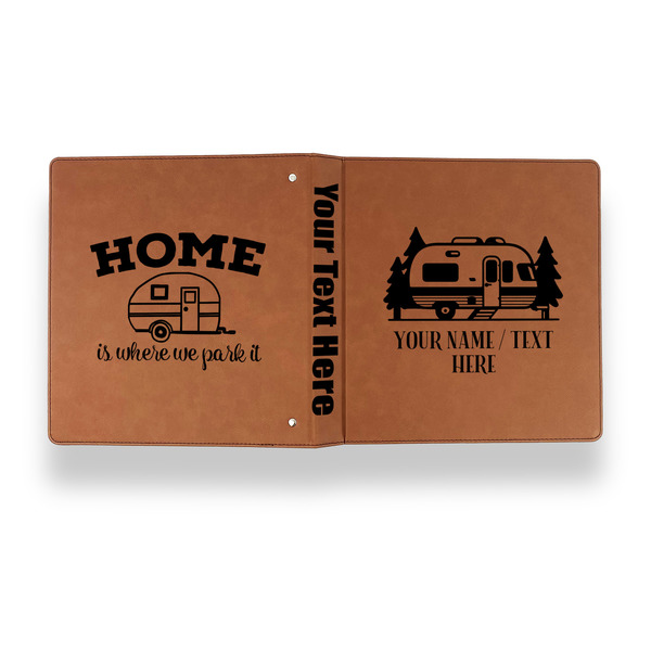 Flamingo & Camping Leather Binder - 1" - Rawhide - Back Spine Front View