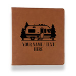 Flamingo & Camping Leather Binder - 1" - Rawhide (Personalized)