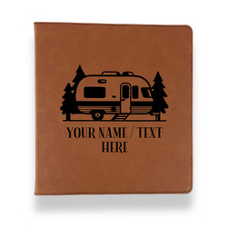 Flamingo & Camping Leather Binder - 1" - Rawhide (Personalized)