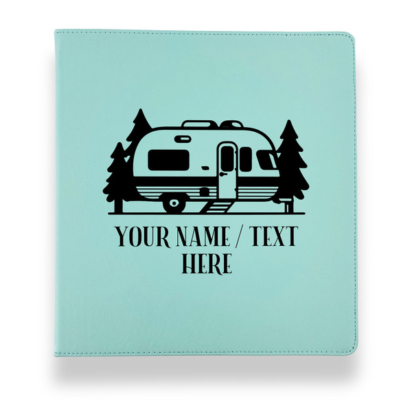 Flamingo & Camping Leather Binders - 1" - Teal - Front View