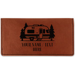 Flamingo & Camping Leatherette Checkbook Holder - Double-Sided