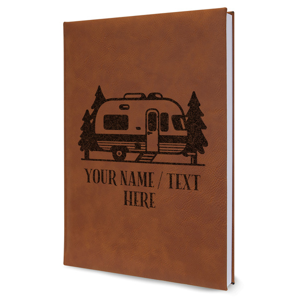 Custom Flamingo & Camping Leather Sketchbook