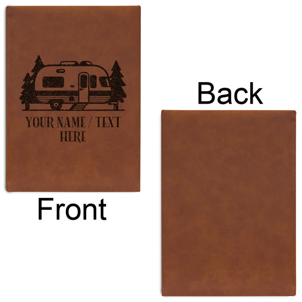 Flamingo & Camping Leatherette Journal - Large - Single Sided - Front & Back View