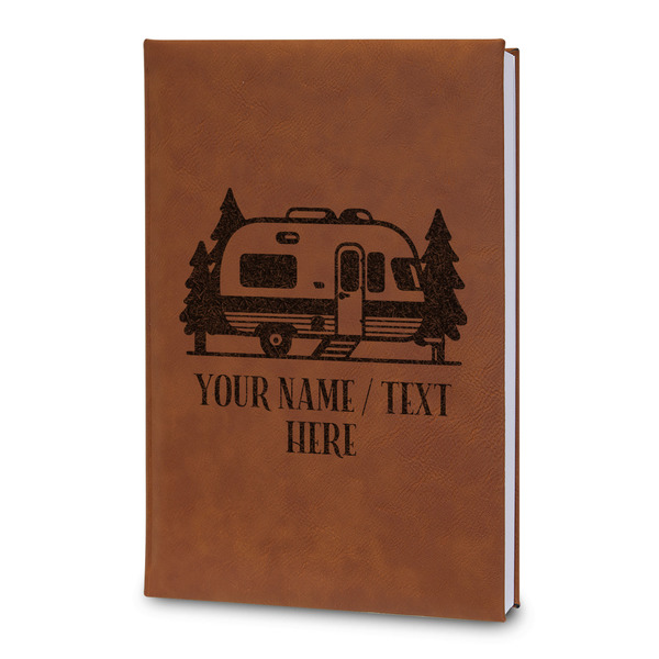 Custom Flamingo & Camping Leatherette Journal - Large - Double-Sided
