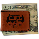 Flamingo & Camping Leatherette Magnetic Money Clip - Single-Sided
