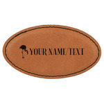 Flamingo & Camping Leatherette Oval Name Badge with Magnet